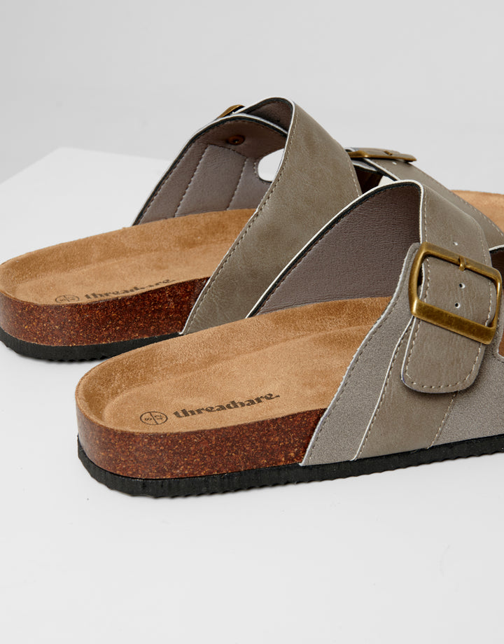 Stone Slip On Two Buckle Strap Sandals