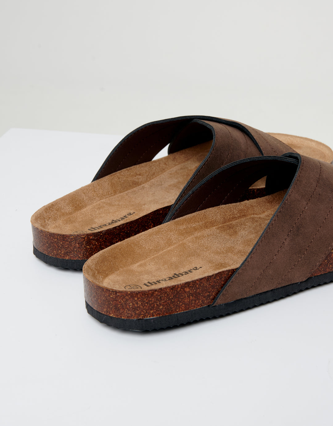 Brown Faux Suede Cross Strap Sandals