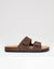 Brown Faux Suede Two Strap Sandals