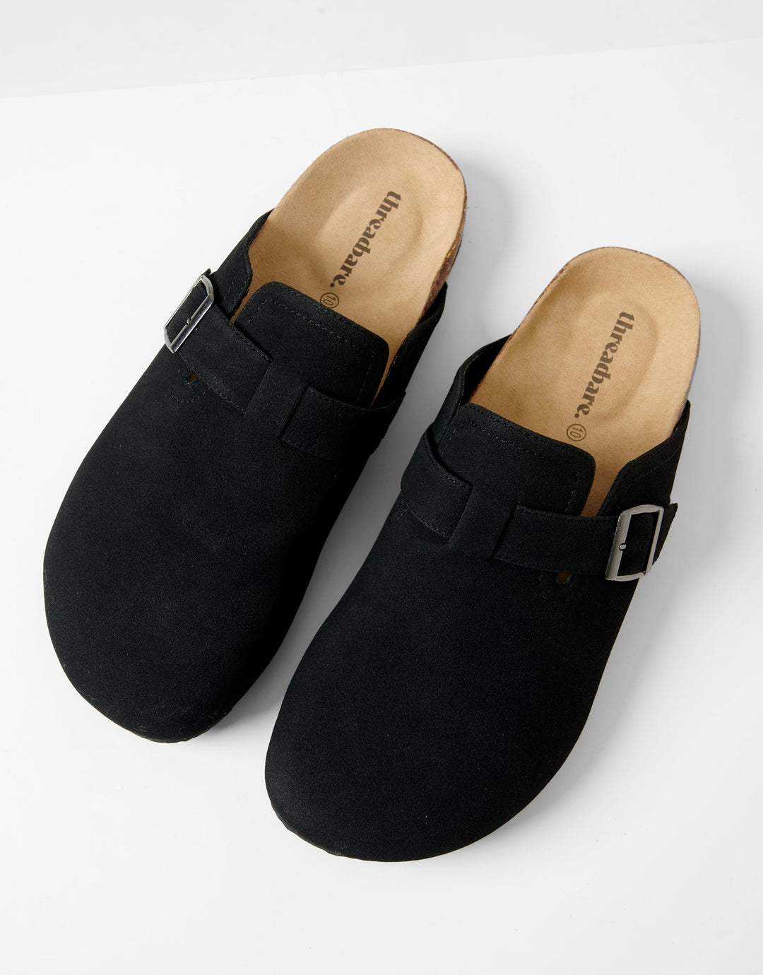 Black Faux Suede Mule Sandals