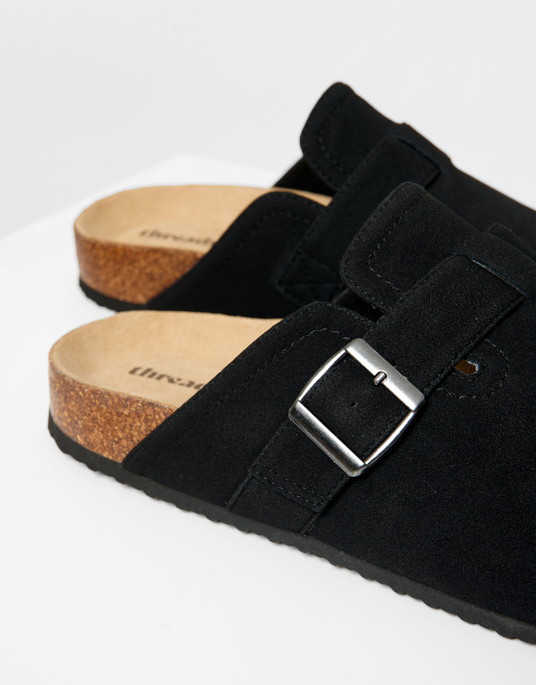 Black Faux Suede Mule Sandals