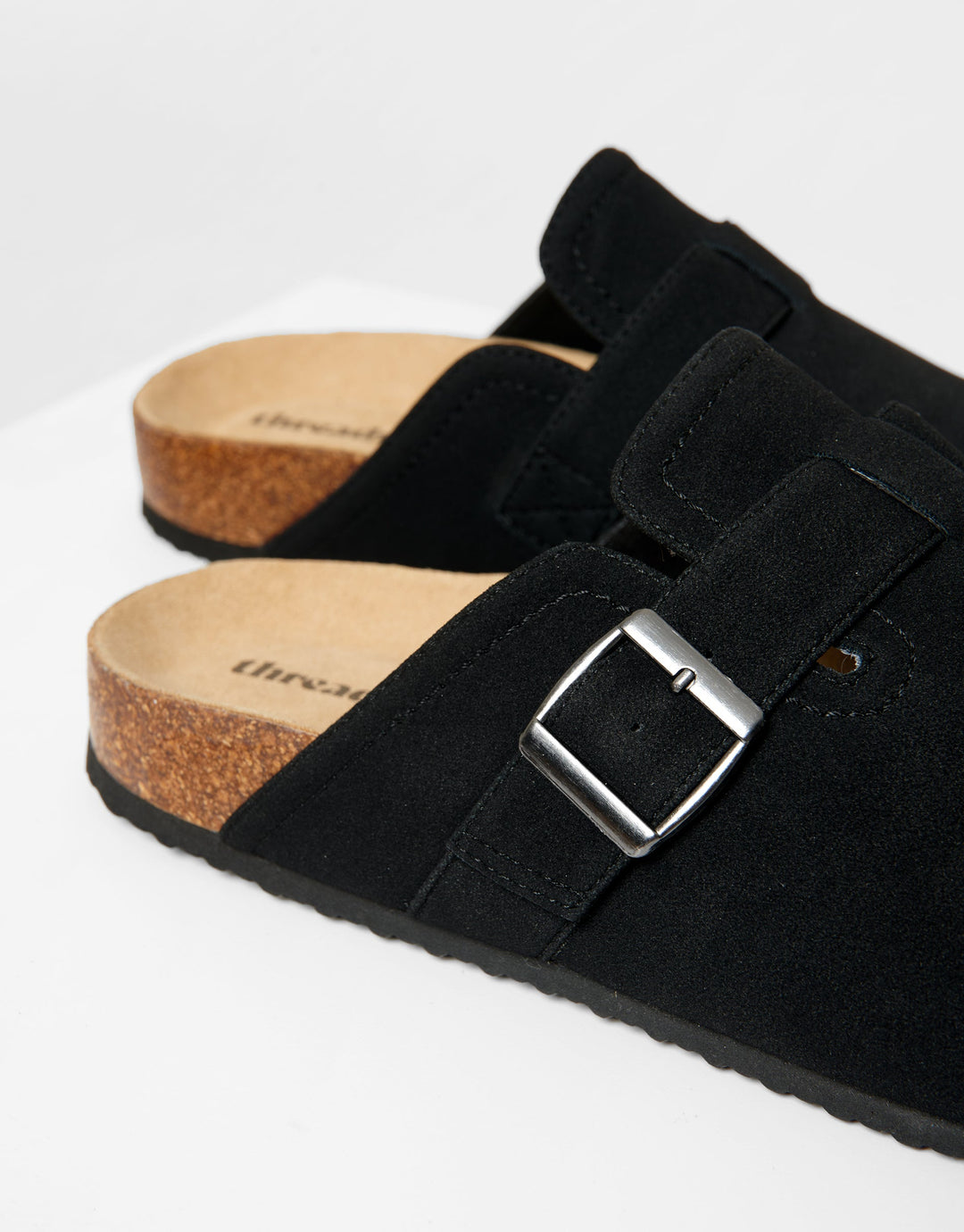 Black Faux Suede Mule Sandals