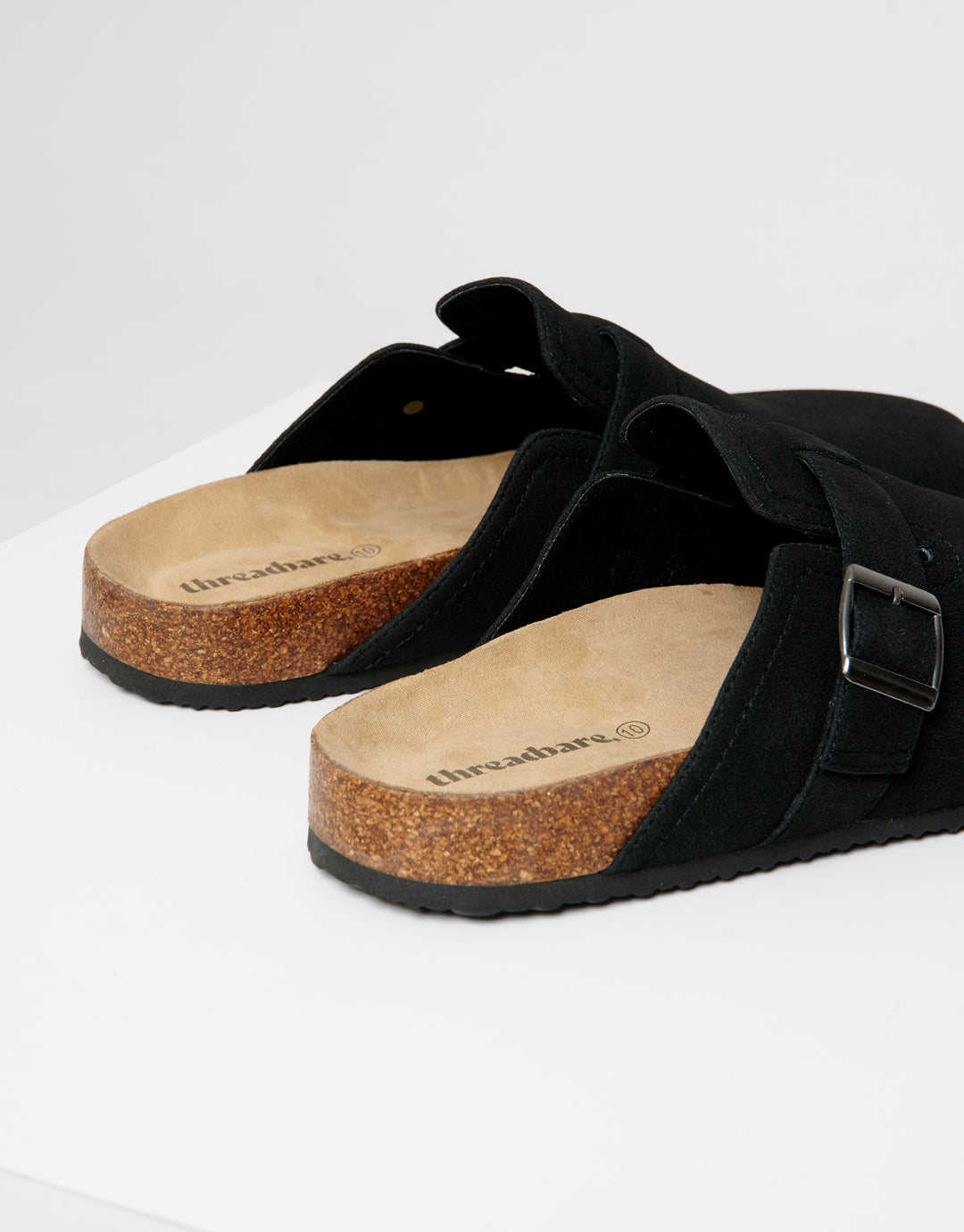 Black Faux Suede Mule Sandals