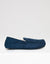 Navy Faux Suede Faux Fur Lined Moccasin Slippers