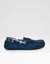 Navy Faux Suede Fabric Trim Moccasin Slippers