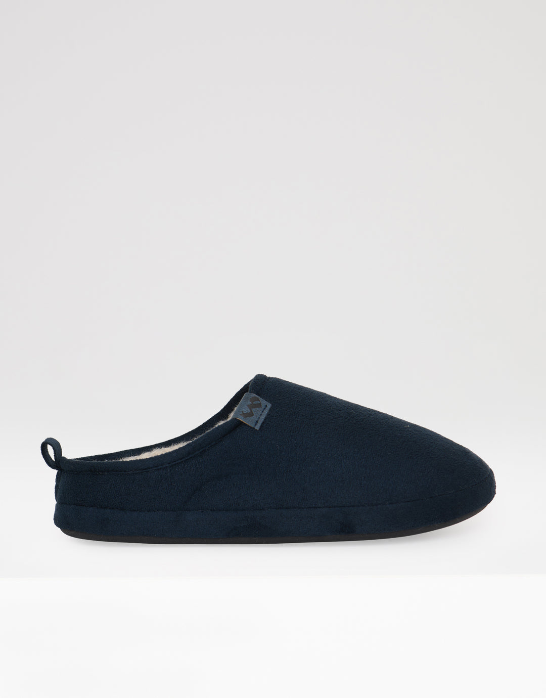 Threadbare Faux Suede Faux Fur Lined Mule Slippers in Navy - side view
