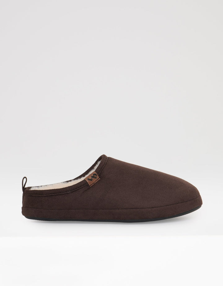 Corduroy Faux Fur Lined Mule Slippers in Navy