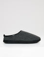 Black Herringbone Faux Fur Lined Mule Slippers