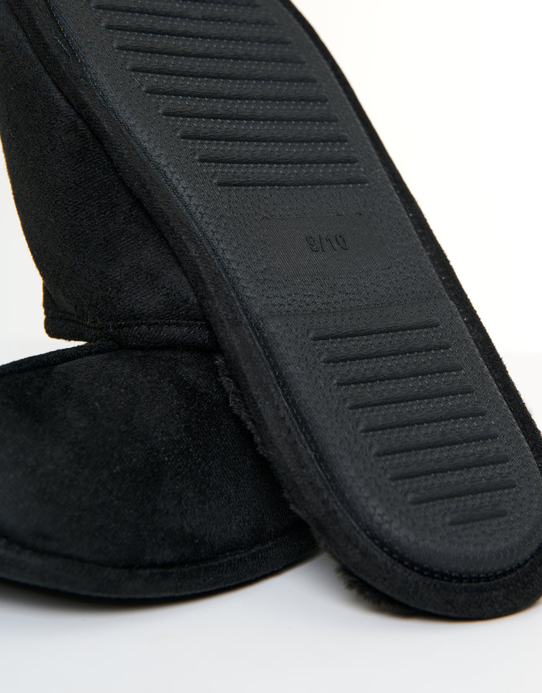 Black Faux Fur Lined Slip On Mule Slippers