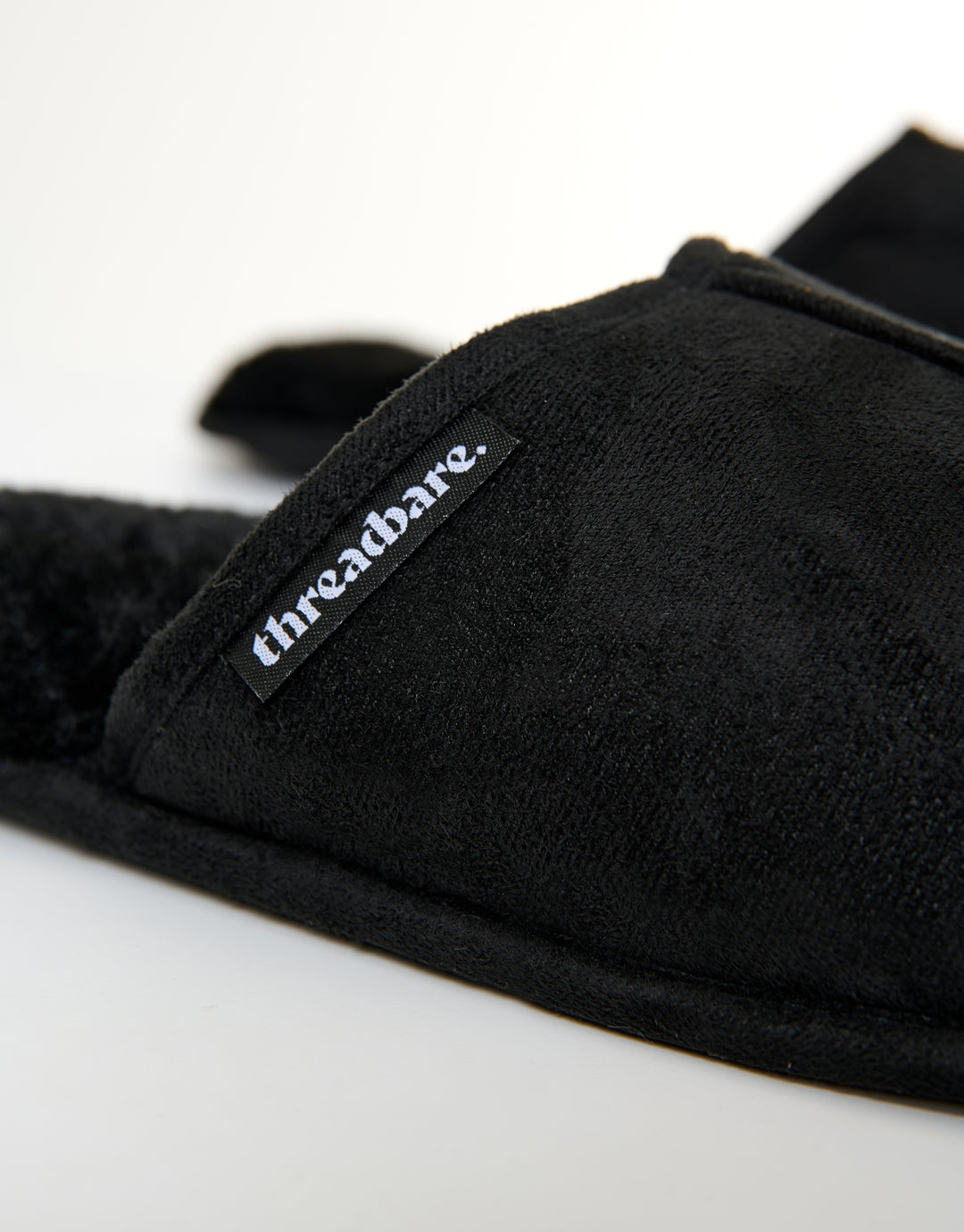 Black Faux Fur Lined Slip On Mule Slippers