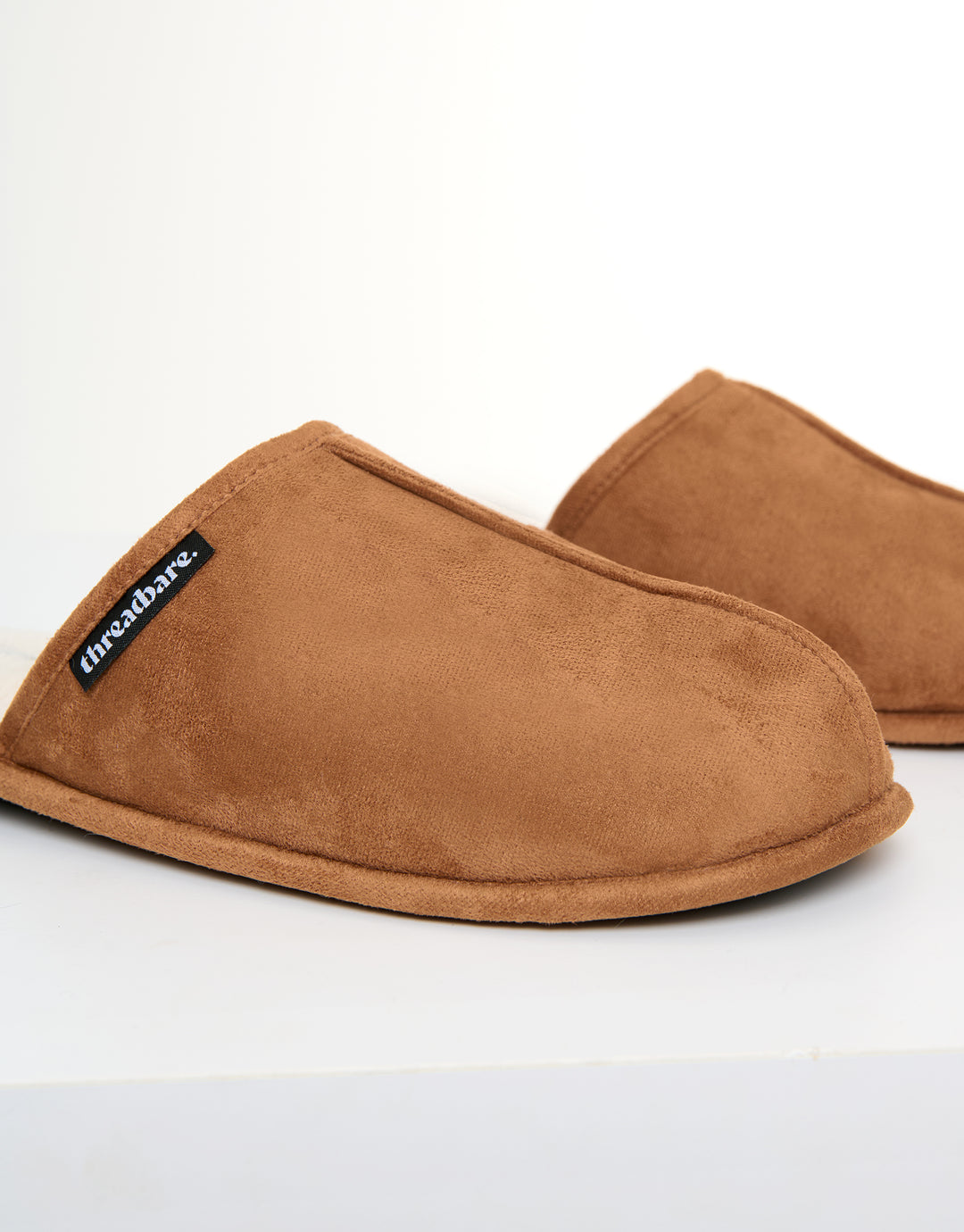 Tan Brown Faux Fur Lined Slip On Mule Slippers