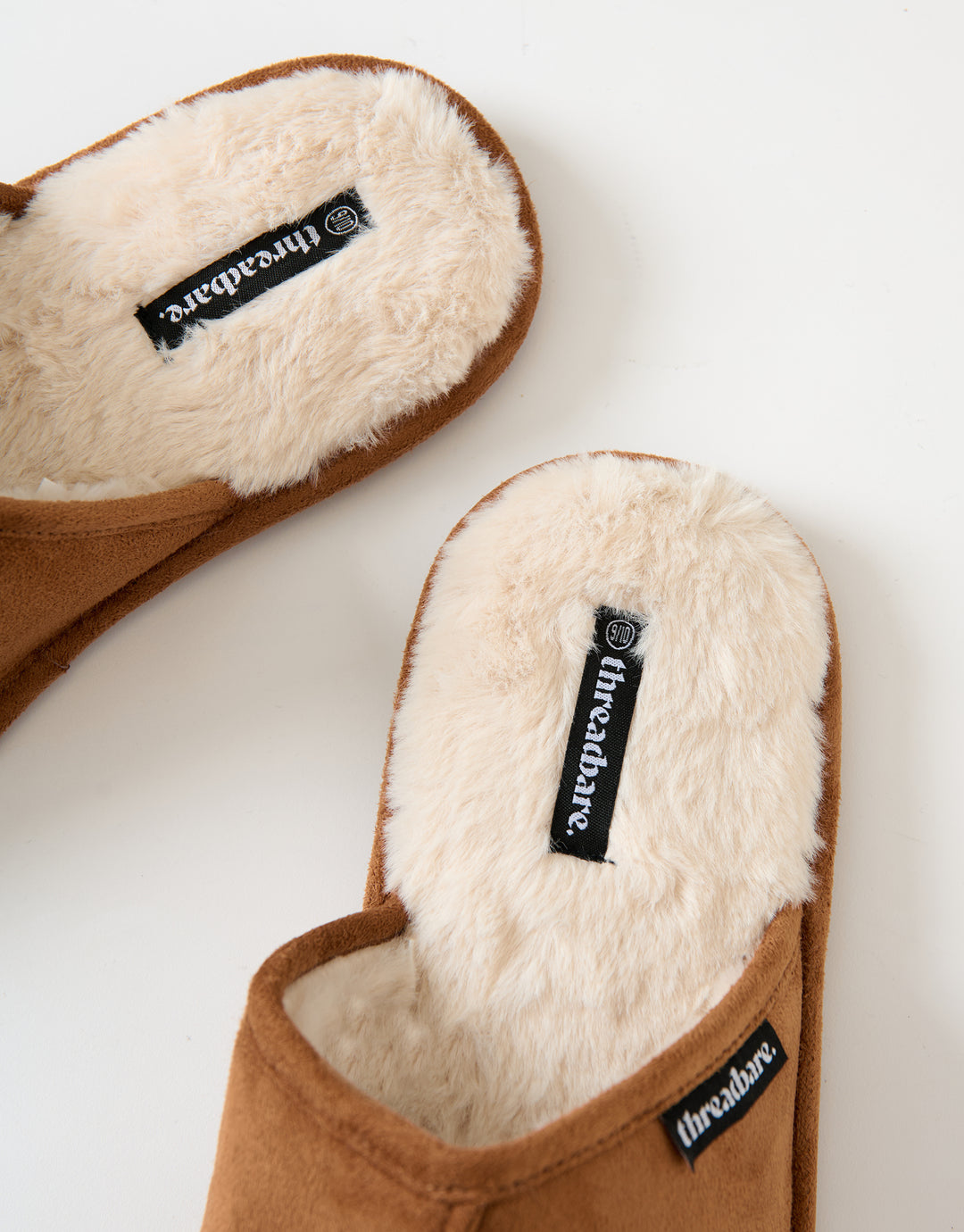 Tan Brown Faux Fur Lined Slip On Mule Slippers