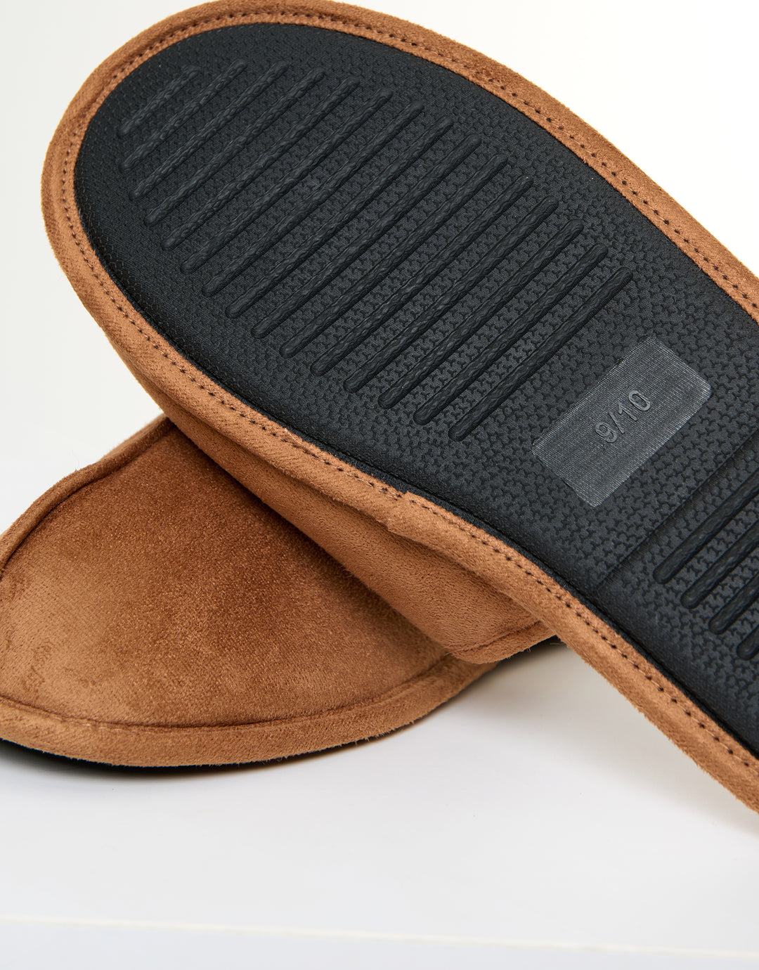 Tan Brown Faux Fur Lined Slip On Mule Slippers