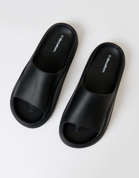 Threadbare Chunky Foam Sliders in Black - top view