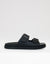 Faux Leather Buckle Strap Sandals in Black