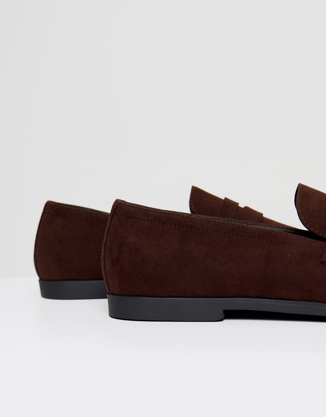 Threadbare Faux Suede Penny Loafers in Brown - side view close up