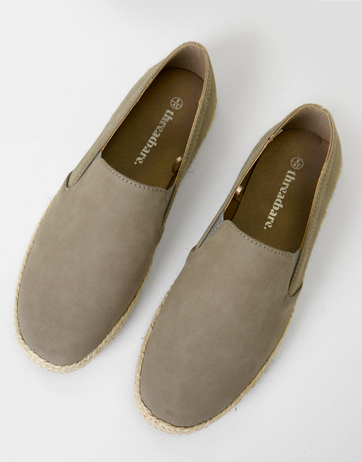 Threadbare Faux Suede Slip On Espadrilles in Biscuit Brown - top view