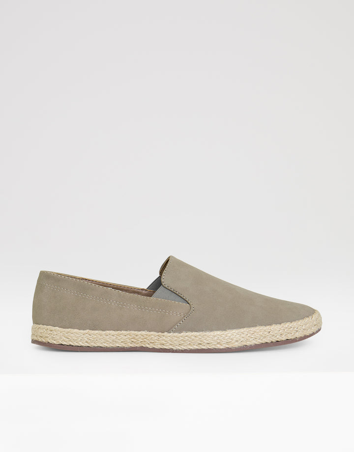 Threadbare Faux Suede Slip On Espadrilles in Biscuit Brown - side view