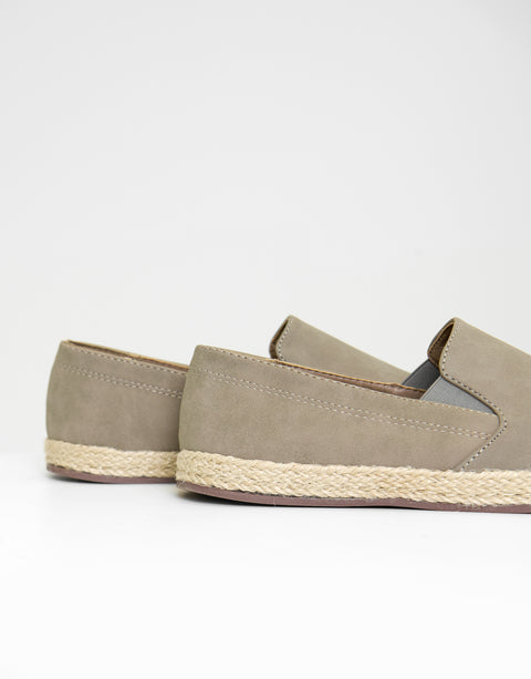 Threadbare Faux Suede Slip On Espadrilles in Biscuit Brown - side view close up