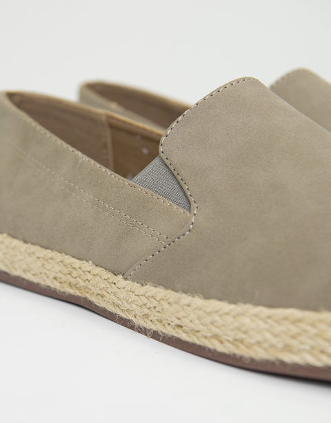Threadbare Faux Suede Slip On Espadrilles in Biscuit Brown - sole close up