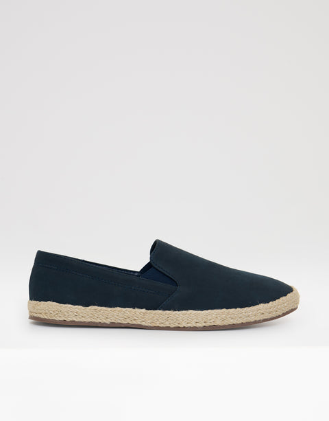 Threadbare Faux Suede Slip On Espadrilles in Navy - side view