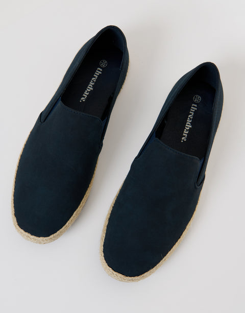 Threadbare Faux Suede Slip On Espadrilles in Navy - top view