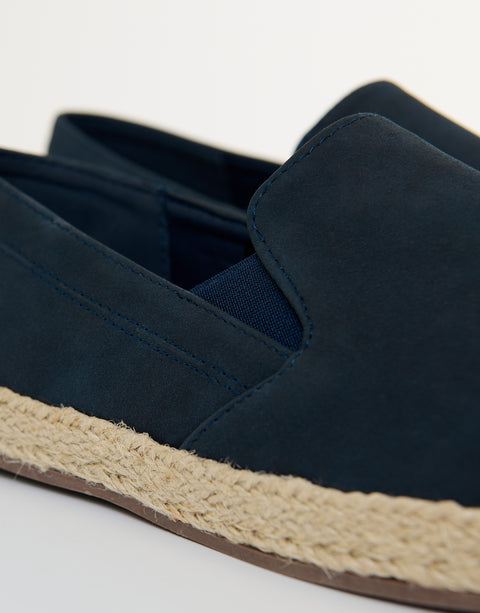 Threadbare Faux Suede Slip On Espadrilles in Navy - close up