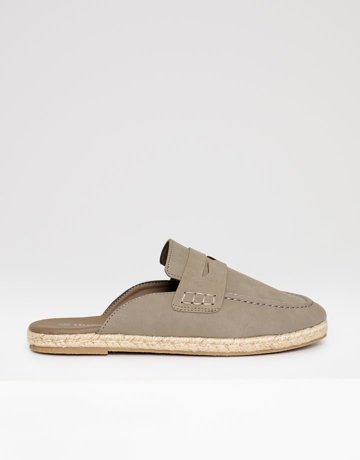 Threabare Loafer Sandals in Cement - Side View