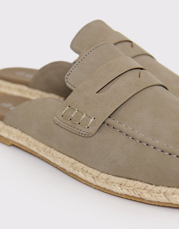 Threabare Loafer Sandals in Cement - Close View