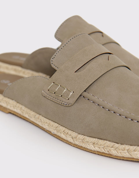 Threabare Loafer Sandals in Cement - Close View