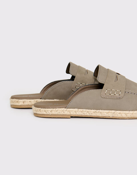 Threabare Loafer Sandals in Cement - Double Close View
