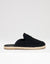 Black Faux Suede Penny Loafer Sandals