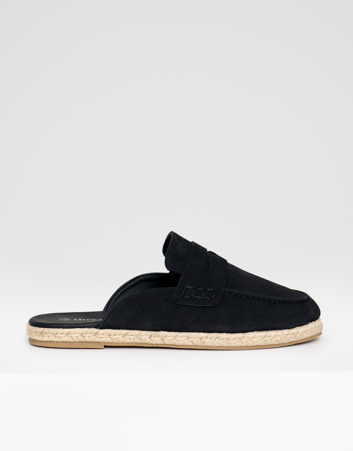 Threadbare Loafer Sandals in Black - Single Side View