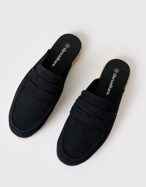 Threadbare Loafer Sandals in Black - Full View