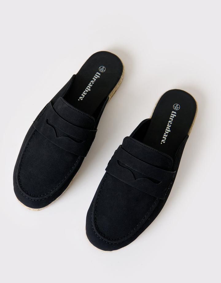 Threadbare Loafer Sandals in Black - Full View