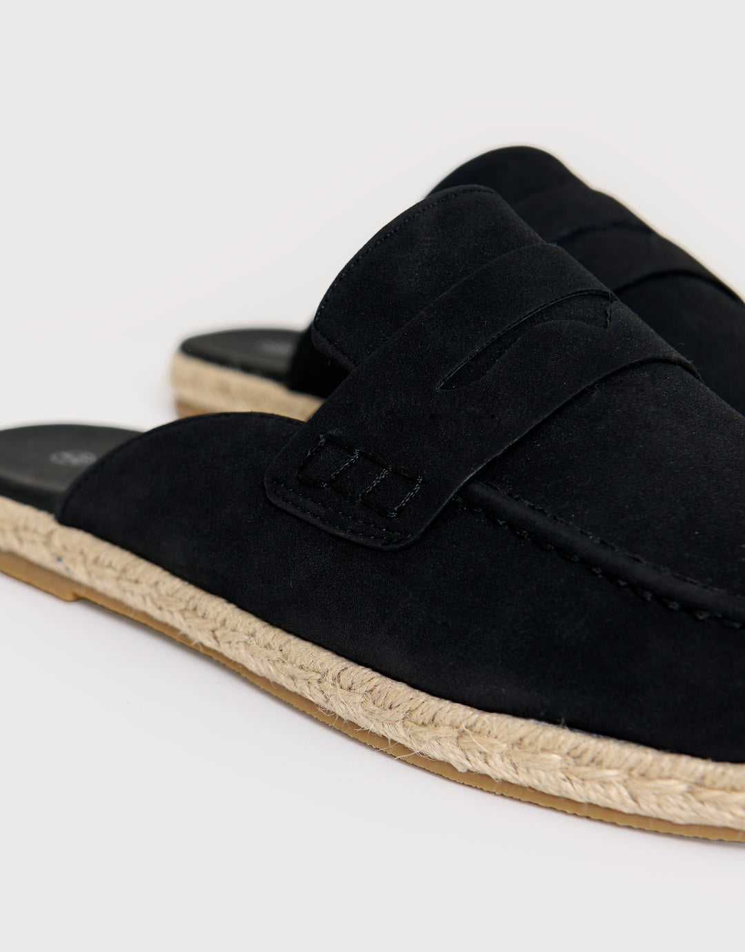 Threadbare Loafer Sandals in Black - Close View