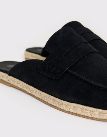 Threadbare Loafer Sandals in Black - Close View