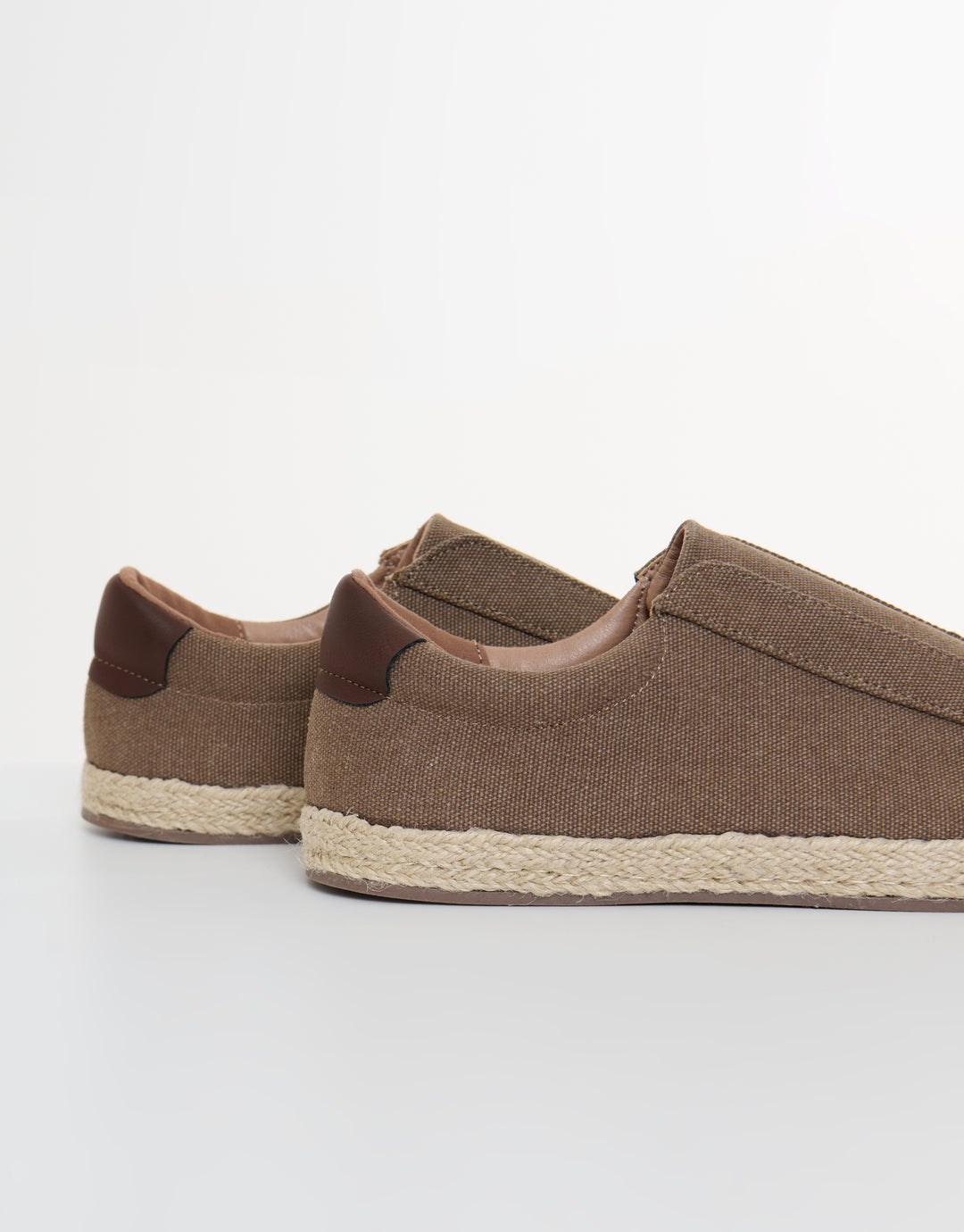 Threadbare Cotton Canvas Slip On Espadrilles in Brown - side view close up 