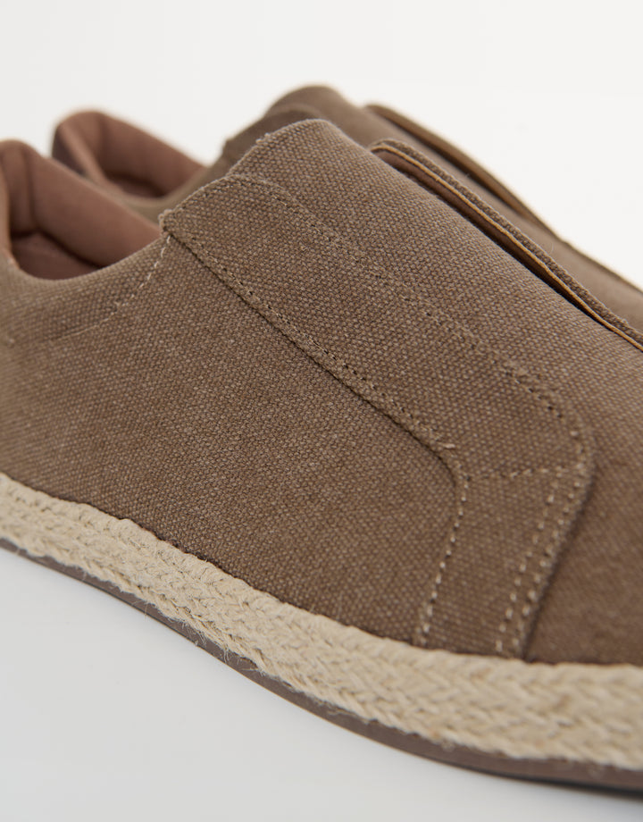 Threadbare Cotton Canvas Slip On Espadrilles in Brown - close up