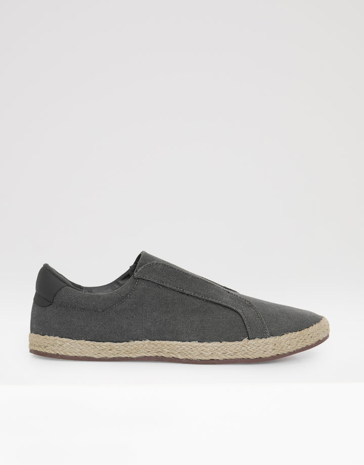 Threadbare Cotton Canvas Slip On Espadrilles in Grey - side view