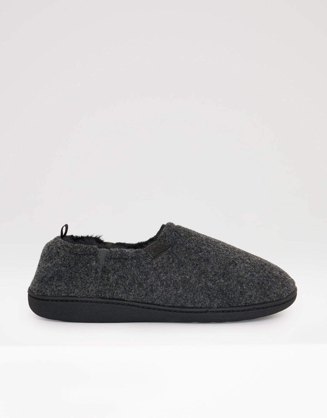 Elasticated Faux Fur Lined Slippers in Charcoal