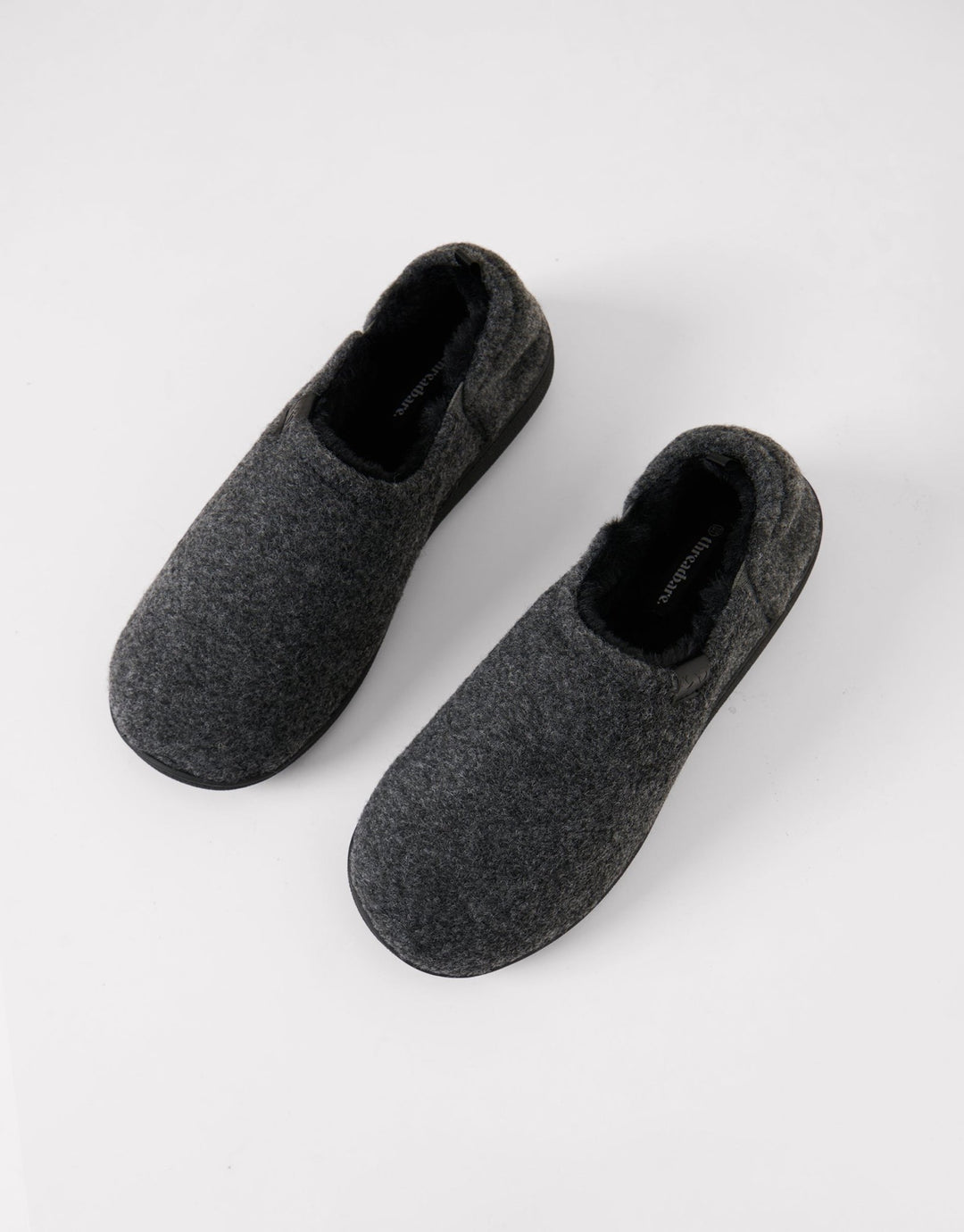 Elasticated Faux Fur Lined Slippers in Charcoal
