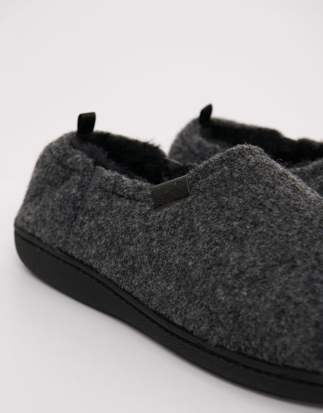 Elasticated Faux Fur Lined Slippers in Charcoal