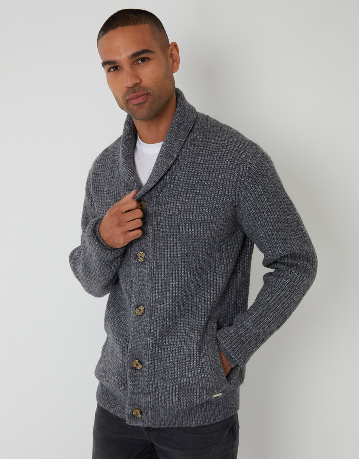 Charcoal Grey Marl Shawl Cardigan
