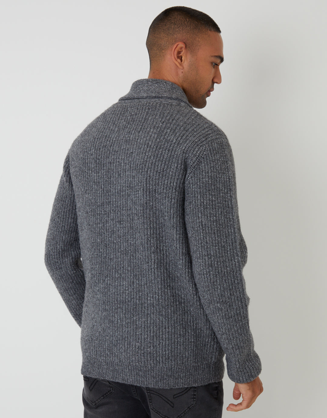 Charcoal Grey Marl Shawl Cardigan
