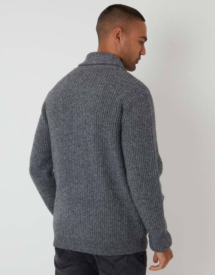 Charcoal Grey Marl Shawl Cardigan