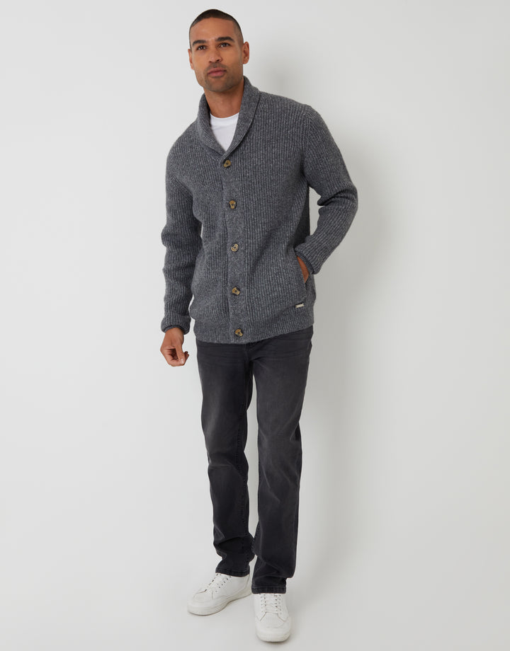 Charcoal Grey Marl Shawl Cardigan