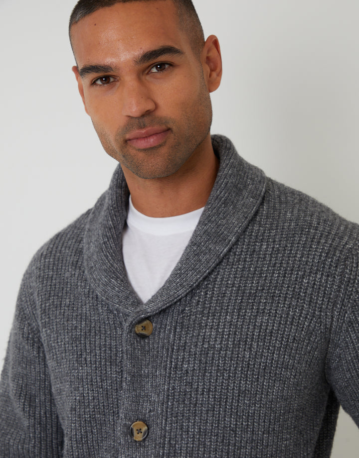 Charcoal Grey Marl Shawl Cardigan