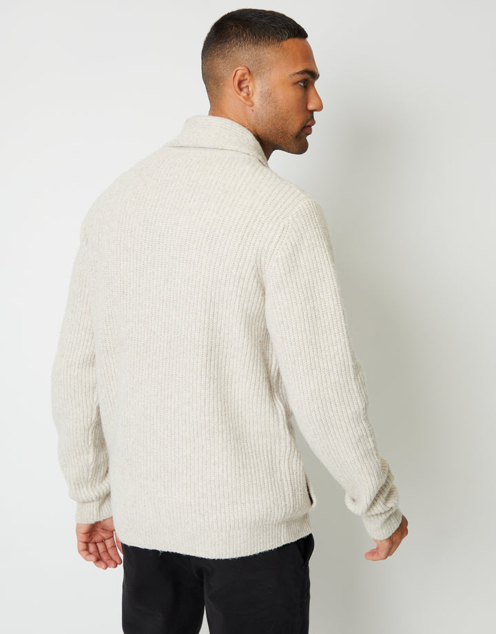 Ecru Marl Shawl Cardigan