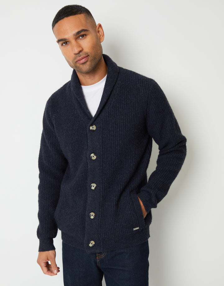 Navy Marl Shawl Cardigan